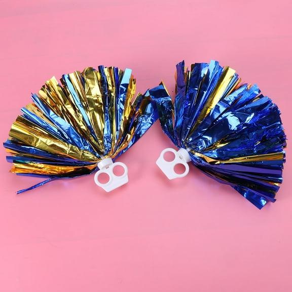 MUSEYA 2 Pcs Cheerleading Pom Poms Plastic Pompom Party Favors Cheerleader Blue and Gold for Sports Events