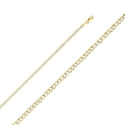 Precious Stars 14K Two-Tone Gold 2.7-mm White Pave Cuban Chain Necklace (22 inch)