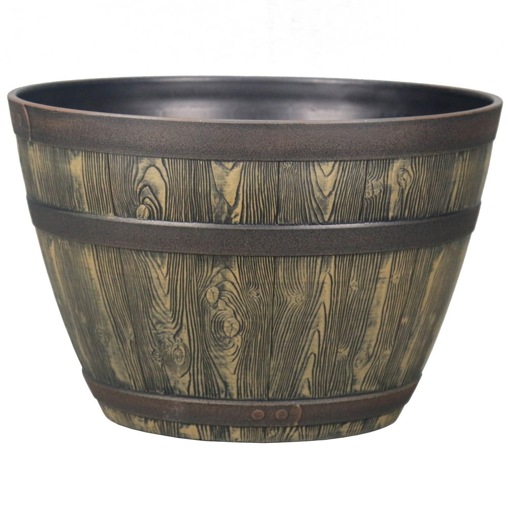 Better Homes & Gardens 20 inch Whiskey Barrel Planter, Recycled Resin