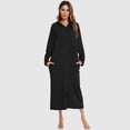thumbnail image 1 of Camisón de invierno para mujer, bolsillo con capucha, cremallera, manga larga, bata de casa, ropa de Abanopi Negro/Medio, 1 of 7