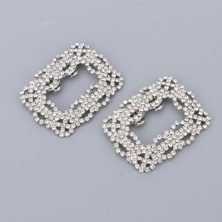 ULAPAN 2 Pcs Rhinestone Shoe Clips for Pumps Wedding, Bridal Shoe Buckles  Clips for Women and Girl(Silver)