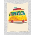 thumbnail image 1 of Camper Tapestry, Vintage Hippies in a Minivan with Luggage and Surfboards Tropical Vacation Cartoon, Wall Hanging for Bedroom Living Room Dorm Decor, 60W X 80L Inches, Multicolor, by Ambesonne, 1 of 2