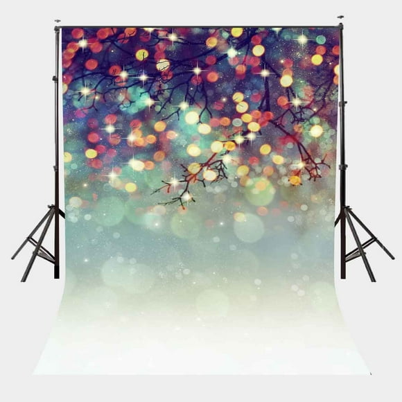 YUSDECOR 5x7ft Blurred Colorful Backdrop Glittering Lights Tree Brance Photography Background