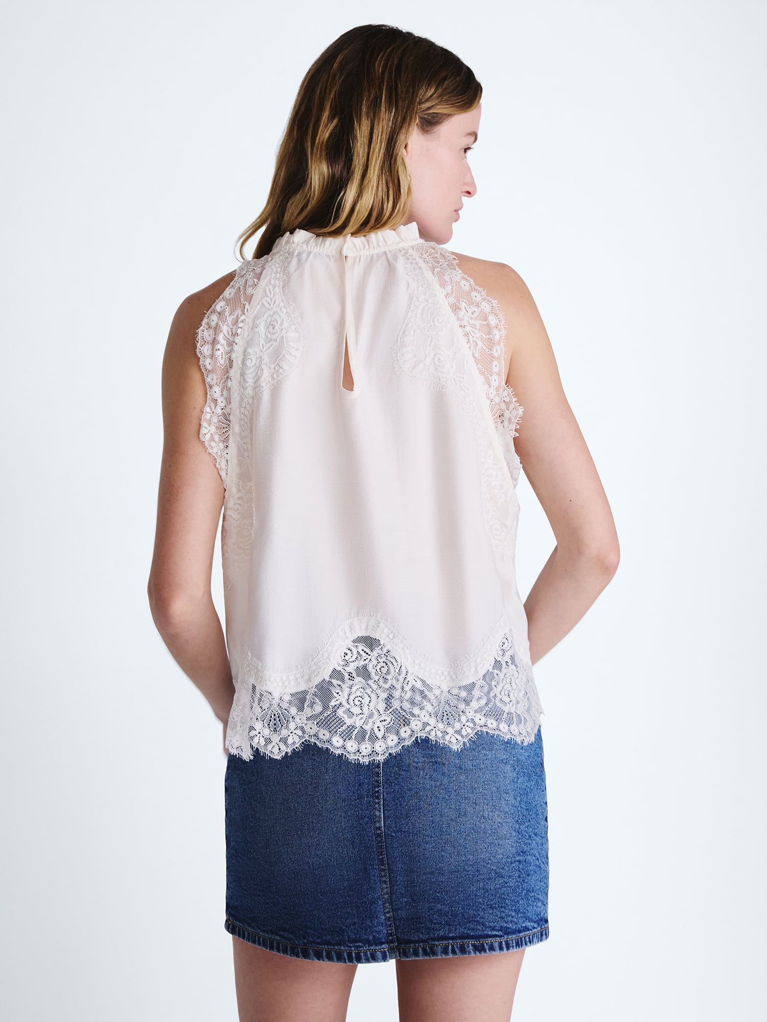 Scoop Women’s and Women's Plus Lace Trim Halter Top, Sizes XS-4X