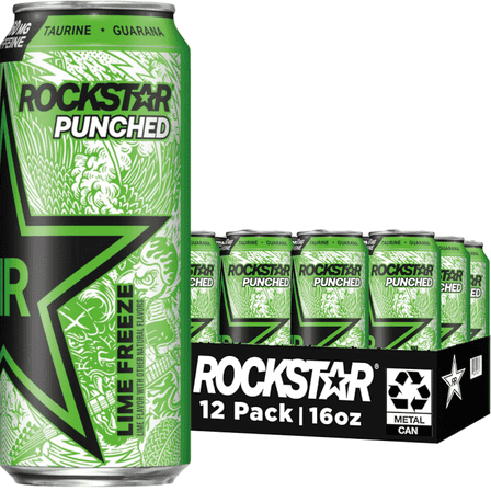 Rockstar Lime Freeze Energy Drink 16 oz Cans - Pack of 12