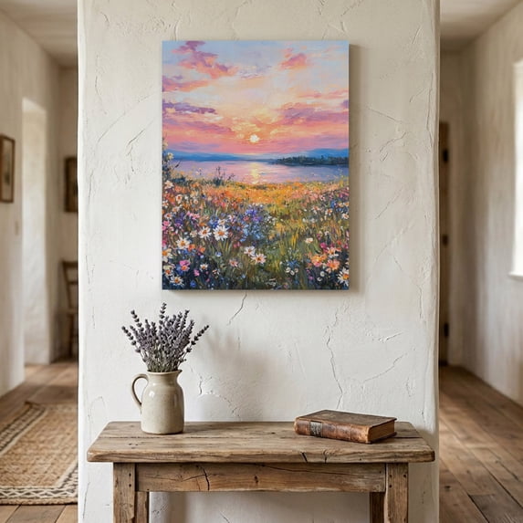 Canvas Wall Art, Spring Floral Framed Canvas Prints for Kitchen Bedroom, Modern Oil Painting Elegant Pastoral Small Gallery Wrapped Wall Decor for Home Office, Gifts, 8"x12" Ship Next Day