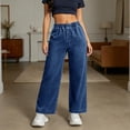 thumbnail image 5 of Qulqfy Baggy Womens Jeans 2026 High Waisted Wide Leg Dark Blue Petite Straight Leg Stretchy Denim Pants S, 5 of 9