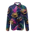 thumbnail image 4 of Miqool Mens Mardi Gras Shirt Long Sleeve Button Loose Tuesday Shirt, 4 of 5