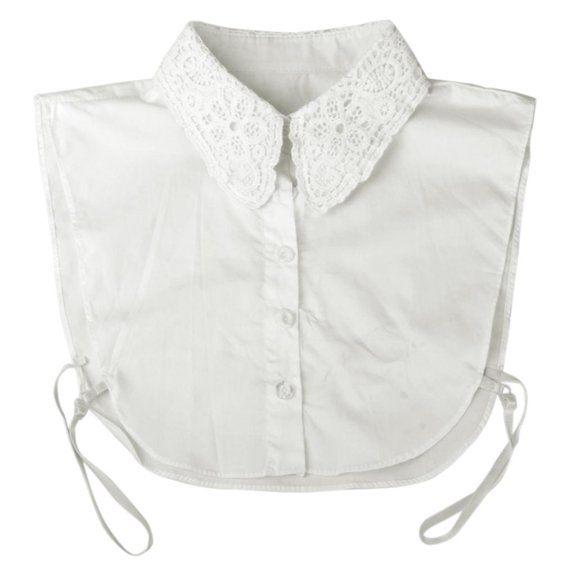 White Embroidered Lace Shirt Collar Women Applique Blouse Sweater