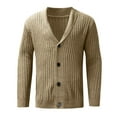 thumbnail image 5 of Mens Sweater - Autumn Winter Solid Color Lapel Single Knitted Cardigan Sweater Jacket, Casual Loose Business Style, Daily Office Wear, Soft Fabric, Men's Clothing, 5 of 7