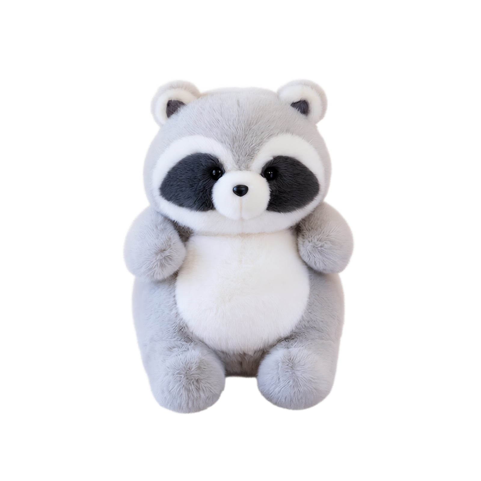 Knisume Chubby Gray Raccoon Plush Toy - Soft Stuffed Animal with Striped Tail, Round Stuffed Animal for Nursery, Cute Plushies and Weighted Stuffed Animals Feel
