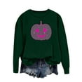 thumbnail image 4 of Ounisa Halloween Women's Pullover Thanksgiving Sweatshirt Pumpkin Horrible Smile Printed Crew Neck Blouse Long Sleeve Tops with Pocket, 4 of 5