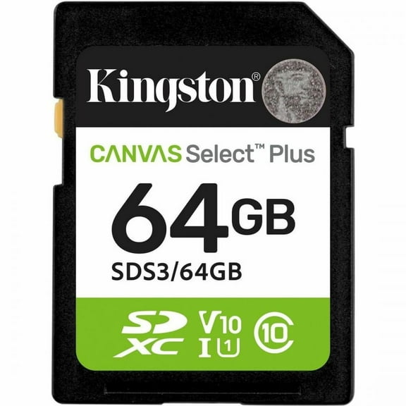 Kingston SDS3/64GB 64gb Sdxc Canvas Select Plus Flsh Gen3 100mb/s C10 Uhs-i U1 V10