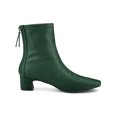 thumbnail image 3 of BLISSFUL STEP Women's Ankle Boots Faux Leather Square Toe Block Heel Zip Up Booties Dark Green 7, 3 of 7