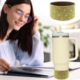 thumbnail image 2 of Silicone Boots Bottom for Cup 20-40oz, Protective Rhinestone Glitter Anti-Slip Sleeve Cover for Water Bottle 12-24oz, for More Water Bottles/Tumblers of 2.8-2.9" Base, Gold, 2 of 8