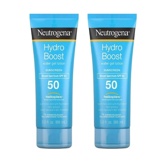Neutrogena Hydro Boost Gel Moisturizing Sunscreen Lotion with Broad Spectrum & Water-Resistant, SPF 50 3 oz (Pack of 2)