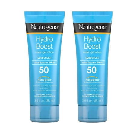 Neutrogena Hydro Boost Gel Moisturizing Sunscreen Lotion with Broad Spectrum & Water-Resistant SPF 50 3 oz (Pack of 2)