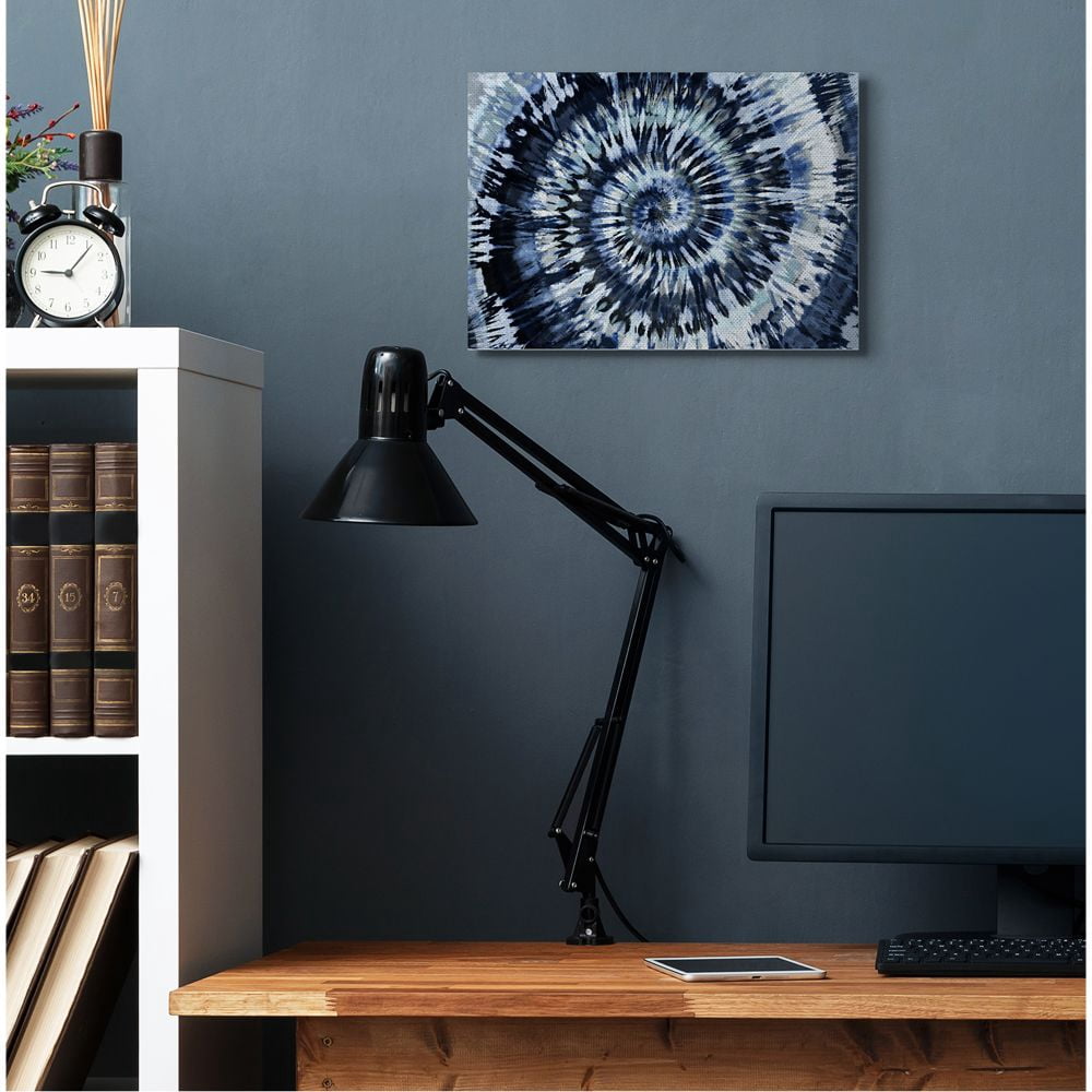 Stupell Industries Abstract Blue Grey Tie Dye Spiral Pattern Detail Canvas Wall Art Design by Molly Kearns, 16" x 20"