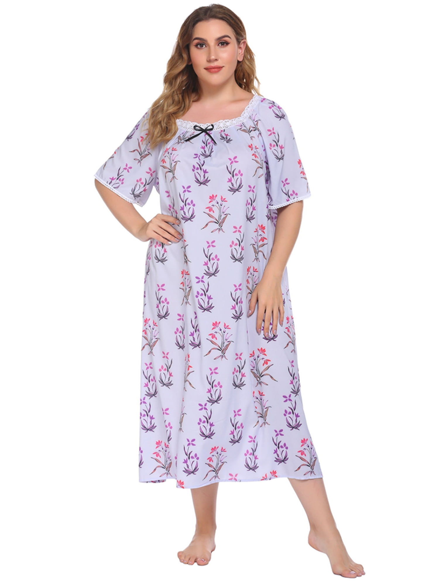 Women Vintage Chemises Victorian Nightgown Lace Flower Embroidery Sleepwear Night Sleepdress Loungewear