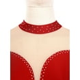 thumbnail image 5 of YEAHDOR Womens Figure Skating Dress Long Sleeve Sheer Mesh Patchwork Gymnastics Leotard Dancewear Red XL, 5 of 7