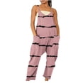 thumbnail image 2 of Wycnly Jumpsuits for Women Dressy Loose Wide Leg Spaghetti Strap Jumpsuits Overalls with Pocket Summer Sleeveless V-Neck Floral Print Long Formal Rompers Pink xxl, 2 of 6
