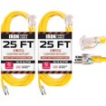 thumbnail image 1 of IRON FORGE CABLE 2 Paquets de Rallonge Extérieure de 25 Pieds - Câble de Rallonge Jaune Lumineux 12/3 SJTW Robuste avec 3 Broches, 1 of 7