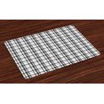 thumbnail image 1 of Ambesonne Plaid Place Mats Set of 4, Black and White Grid, Standard Size, Black White, 1 of 4