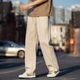thumbnail image 5 of kpoplk Men's Casual Cotton Linen Drawstring Pants Breathable Summer Beach Pants(Beige,3XL), 5 of 7