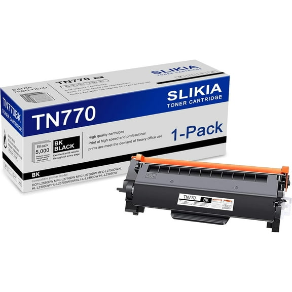 1-Pack Black TN770 Toner Cartridge: Compatible TN770 TN-770 Replacement for Brother DCP-L2550DW MFC-L2710DW MFC-L2750DW MFC-L2750DWXL HL-L2350DW HL-L2370DW/DWXL HL-L2390DW HL-L2395DW Printer
