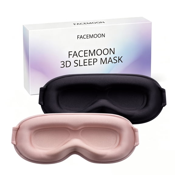 FACEMOON Memory Foam Weighted Soft Adjustable Blackout Sleep Eye Mask for Sleep Support w/ Storage Bag, 2 Pack