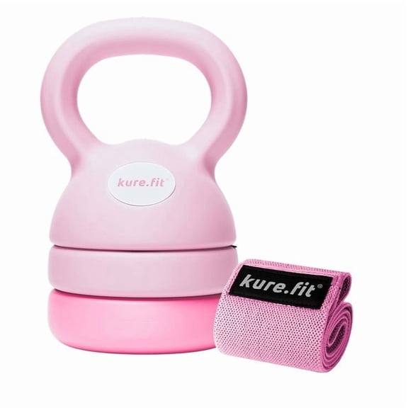 kure.fit Adjustable Kettlebell | 5 lb - 12 lb | Kettlebell Weights Set for Home Gym | Full-Body Workouts, Strength Training, Weight Loss | Fabric Booty Band | Beginners & Women