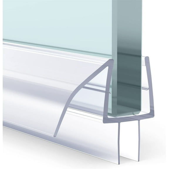 Happon Shower Door Bottom Seal, Frameless Glass Shower Door Seal Strip, 3 Section Segmented Installation - Suitable for 3/8 Inch Glass, 47.5 inch(15.75 inch * 3)