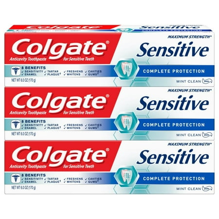 Colgate Sensitive Toothpaste, Complete Protection - Mint Clean Paste Formula (6 ounce, Pack of (The Best Sensitive Toothpaste)