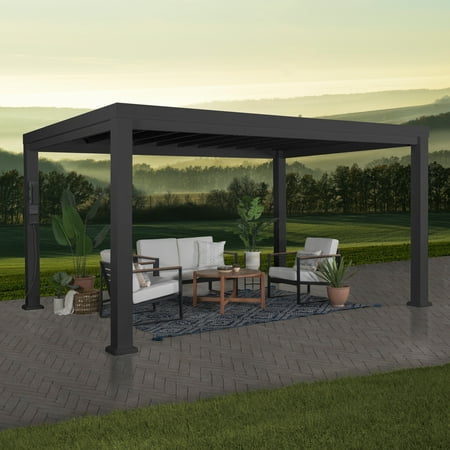 Backyard Discovery Trenton 14'x12' Modern Galvanized Steel Pergola, Sail Canopy, PowerPort