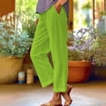 thumbnail image 2 of Women's Patchwork Cotton Linen Casual Pants Loose Fit with Pockets, 2 of 7