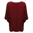 thumbnail image 2 of Made by Johnny Womens V-Neck Square Sleeves Oversized Loose Fit Top S WINE, 2 of 6
