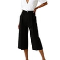 thumbnail image 7 of Costeam Womens Pleated Capri Wide Leg Pants Single Button Zipper Fly Side Slip Pockets Mid Calf Length Tailored Lightweight Loose Cropped Casual Trousers, 7 of 7