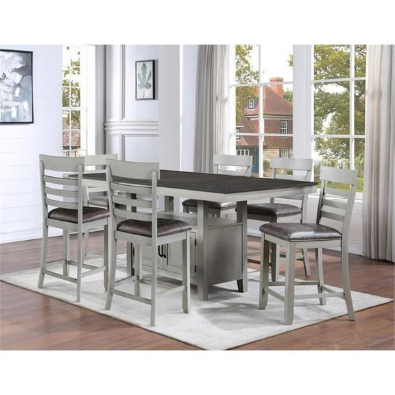 Kingfisher Lane Stone Gray and Charcoal Wood 7-Piece Dining Set