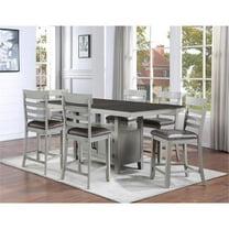 Kingfisher Lane Stone Gray and Charcoal Wood 7-Piece Dining Set