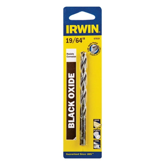 Irwin 67519 Heavy Duty Jobber Drill Bit, 19/64"