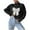 Black, variant on HAiming Women's Cute Bow Sweaters Solid Long Sleeve Turtleneck Casual Loose Pullover Ribbed Knit Crop Tops Blouse