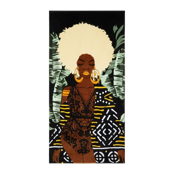 Pardon My Fro Ziggy Large Plush Cotton Beach Towel for Women, 30" x 60", 1 Piece
