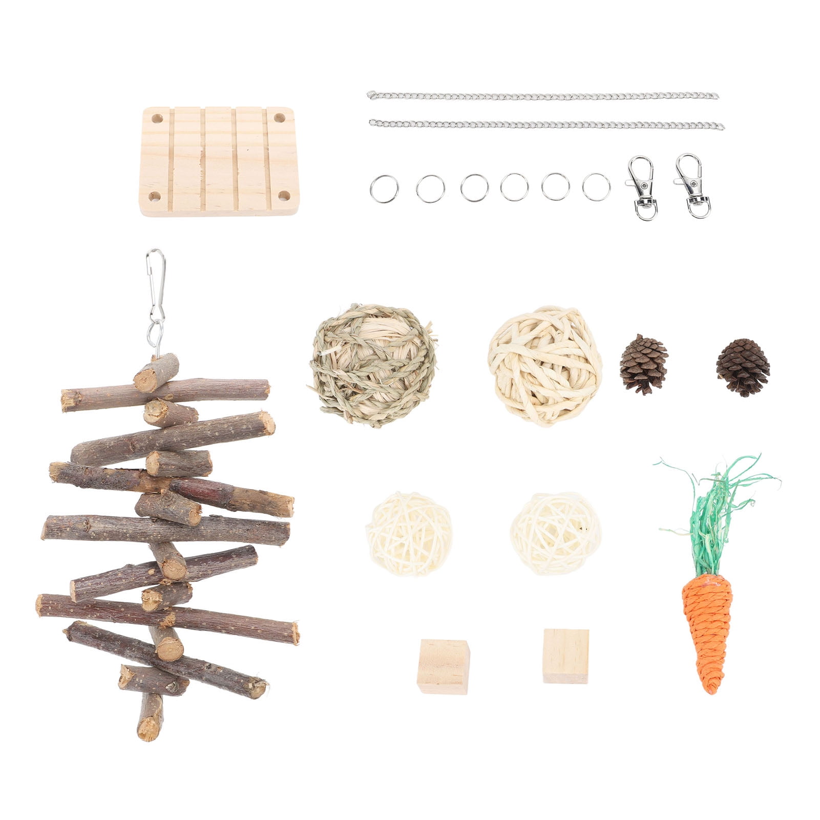 NFTIGB Hamster Chew Toys Set Corn Leaf Balls Pine Cubes Guinea Pig Teeth Grinding Toys (8.66 inches / 22 cm)