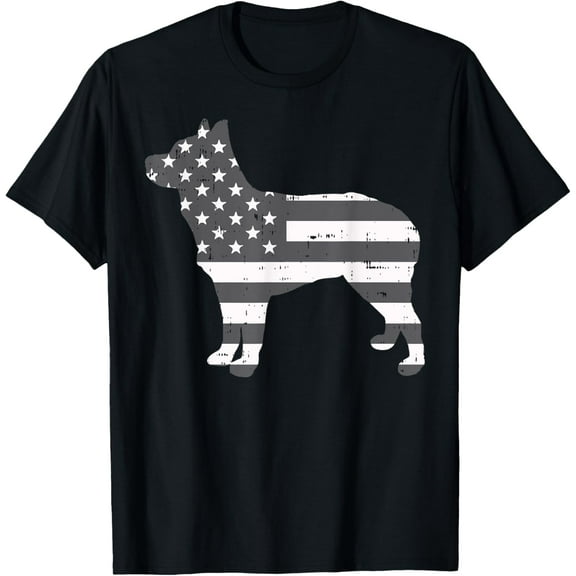 US Flag Heeler Vintage Pet Red Blue Cattle Dog Patriot Gift T-ShirtMen and women can wear, black T-shirts, gifts. Age: M,L,XL 2XL, 3XL, 522XL