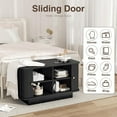 thumbnail image 4 of 31.5" W Small Shoe Storage Bench, Shoe Bench Entryway with Sliding Doors and Adjustable Shelvs, Wooden Low Cabinet for Hallway, Living Room, Bedroom, Apartment, Dorm, Mudroom, Garage, Black, 4 of 18