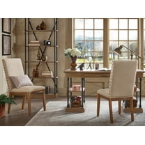 Weston Home Kirk Nailhead Accent Parson Linen Dining Chair, Set of 2, Beige