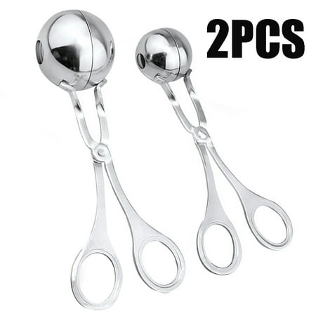 Set of 2 Non Stick Meat Melon Baller Maker Stainless Steel Cookie Dough Meatball Scoop Meatballer Kitchen Tongs Kitchen Gadgets