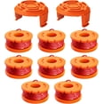 thumbnail image 1 of 10 hilos para desbrozadora compatibles con desbrozadora, Ø 1,65 mm y carrete de 3 m, hilo de repuesto para bobina de corte y tapa protectora (8 hilos para desbrozadora, 2 tapas), 1 of 5