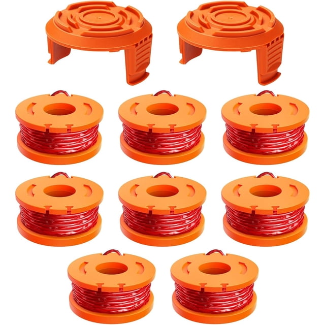 10 hilos para desbrozadora compatibles con desbrozadora, Ø 1,65 mm y carrete de 3 m, hilo de repuesto para bobina de corte y tapa protectora (8 hilos para desbrozadora, 2 tapas)