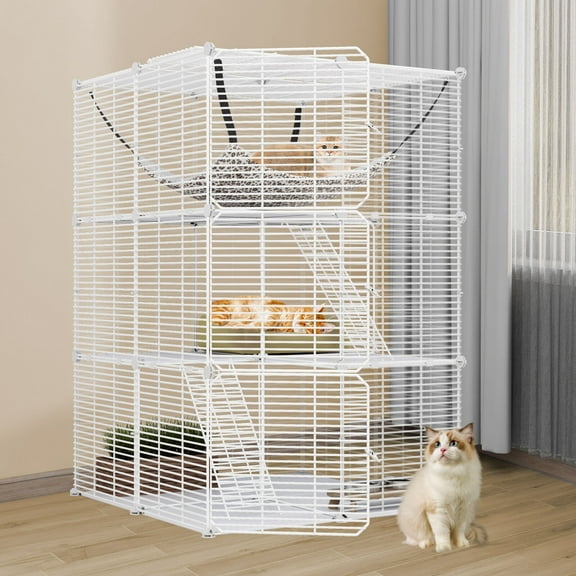 DEXS 1 - 2 Cats Cage Indoor Cat Enclosures with a Spacious Metal Kennel, Perfectly Complemented by a Deluxe - Sized Hammock for Endless Cat Comfort and Playtime